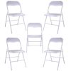 Folding and Stackable Chair Set 5 Pack for Picnic, Fishing and Camping, White