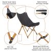 2pcs Folding Outdoor Camping Chair, Portable Stool for Fishing Picnic BBQ, Ultra Light Aluminum Frame with Wood Grain Accent, Black