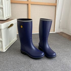 Men's Rain Boots Wear-resistant Waterproof Non-slip Knee High Rain Shoes For Outdoor Working Fishing (Color: Navy Blue)