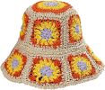 Women's Straw Sun Hat Floral Woven Bucket Hat Fishing Hat Beach Hat Hand Woven Foldable Cap