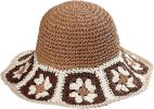 Women's Straw Sun Hat Floral Woven Bucket Hat Fishing Hat Beach Hat Hand Woven Foldable Cap